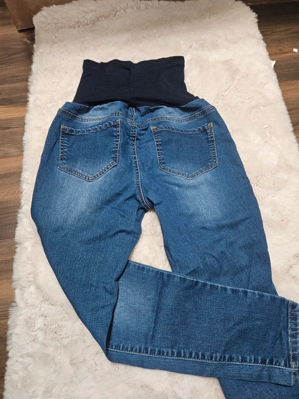 Maternity Jeans Dark Wash Denim with Black Belly Panel